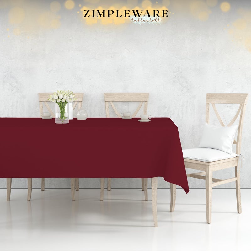 ZIMPLEWARE Premium Burgundy Plastic Table Cloth Disposable (12 Pk) Plastic Tablecloths for Rectangle Tables (54in x 108in) Party Table Cloths Disposable for 6ft to 8ft Rectangle Tables - Image 4